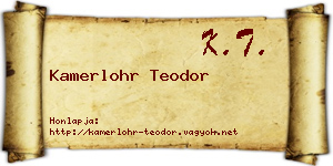 Kamerlohr Teodor névjegykártya